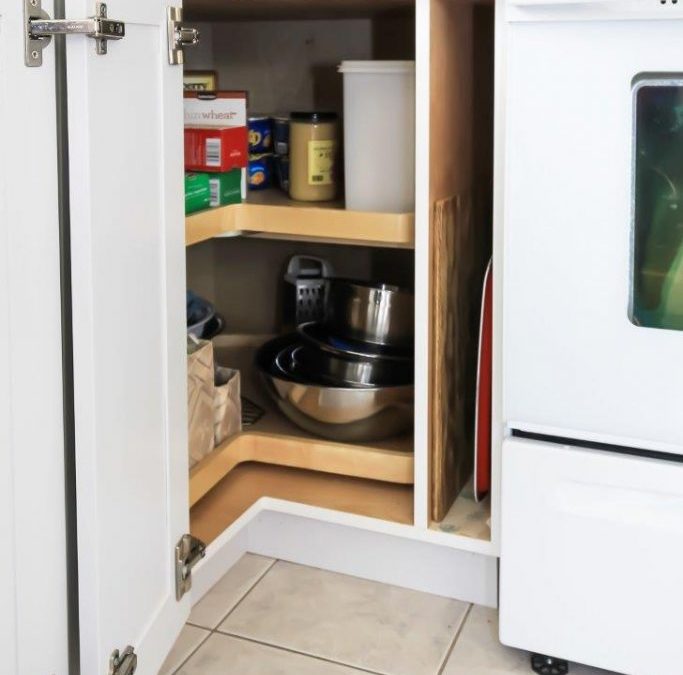 Lazy Susan and Cutting Board Cabinet – solid wood construction