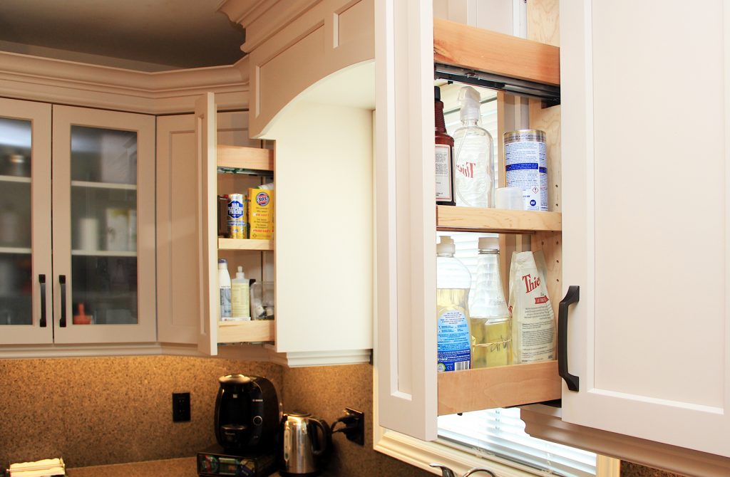 Pull-out column drawers add convenient, accessible storage
